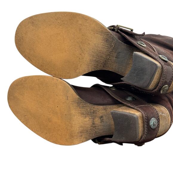 Rosemetal Slouchy Western Harness Boot 36.5 Women's Tall Brown Cowgirl Steampunk - Picture 10 of 16